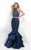 Blush - Two-Piece Halter Tiered Mermaid Gown 11254 in Blue