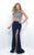 Blush - Two-Piece Bateau Satin Sheath Gown  11256 In Blue and Silver