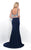Blush - Two-Piece Bateau Satin Sheath Gown  11256 In Blue and Silver
