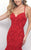 Blush - Embroidered Lace Sweetheart Tiered Trumpet Gown 11266 in Red
