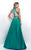 Blush - Jewel Ornate High Halter Satin A-Line Gown 11273 in Green