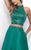 Blush - Jewel Ornate High Halter Satin A-Line Gown 11273 in Green