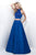 Blush - Jewel Ornate High Halter Satin A-Line Gown 11273 in Blue