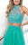 Blush - Opulent Crystal-Ornate Two-Piece A-Line Gown 11278 in Green