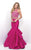 Blush - Adorned High Illusion Ruffled Trumpet Gown 11287 in Pink