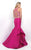 Blush - Adorned High Illusion Ruffled Trumpet Gown 11287 in Pink