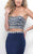 Blush - Crystal Lace Trimmed Two-Piece Sheath Gown 11297 in Blue and Black