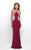 Blush - Foliage Accented Jewel Sheath Gown 11299 in Red