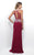 Blush - Foliage Accented Jewel Sheath Gown 11299 in Red