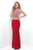Blush - Beaded High Illusion Two-Piece Sheath Gown 11301 in Red and White