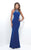 Blush - Stunning Bejeweled High Halter Sheath Gown 11307 in Blue