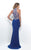 Blush - Stunning Bejeweled High Halter Sheath Gown 11307 in Blue