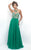 Blush - Floridly Ornate High Illusion A-Line Gown 11311 in Green and Neutral