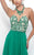Blush - Floridly Ornate High Illusion A-Line Gown 11311 in Green and Neutral