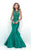Blush - Sleek Halter Illusion Trumpet Gown 11312 in Green