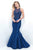 Blush - Sleek Halter Illusion Trumpet Gown 11312 in Blue