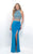 Blush - High Halter Two-Piece Jersey Sheath Gown 11315 in Blue and Silver
