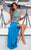Blush - High Halter Two-Piece Jersey Sheath Gown 11315 in Blue and Silver