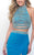 Blush - High Halter Two-Piece Jersey Sheath Gown 11315 in Blue and Silver