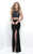 Blush - Beaded Bateau Two-Piece Sheath Gown 11322 in Black and Gray