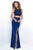 Blush - Beaded Bateau Two-Piece Sheath Gown 11322 in Blue and Black