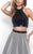 Blush - Sequined Two-Piece A-Line Gown 11323 in Black and White