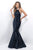 Blush - Sequined High Halter Mermaid Gown 11325 in Blue and Silver