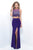 Blush - Iridescent Jewel Illusion Petal Sheath Gown 11327 In Purple