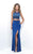Blush - Iridescent Jewel Illusion Petal Sheath Gown 11327 In Blue