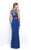 Blush - Iridescent Jewel Illusion Petal Sheath Gown 11327 In Blue