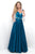 Blush - Svelte Plunging V-Neck Satin A-Line Gown  11330 in Red