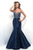 Blush - Sweetheart Lattice Mikado Trumpet Gown 11331 in Blue