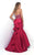 Blush - Sweetheart Lattice Mikado Trumpet Gown 11331 in Red