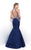 Blush - Ornate Illusion Mikado Trumpet Gown 11332 in Blue