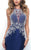 Blush - Ornate Illusion Mikado Trumpet Gown 11332 in Blue