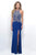 Blush - Dazzling Halter Illusion Jersey Evening Gown 11335 in Blue