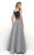 Blush - Straight-Across Two-Piece Mikado Gown 11336 in Black and White