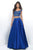 Blush - Two-Piece Jeweled Top Satin A-Line Gown 5617 In Blue