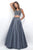 Blush - Two-Piece Jeweled Top Satin A-Line Gown 5617 In Gray