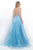 Blush - Stunning Shimmering Corset A-Line Gown 5629 in Blue