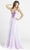 Blush - P001 Bejeweled Chiffon Evening Gown In Purple