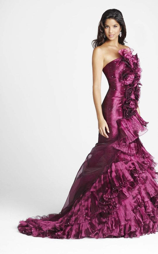 Blush - P010 Sleek Strapless Mermaid Evening Gown In Purple