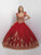 Blush - Q176 Embroidered Sweetheart Ballgown In Red and Gold