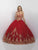 Blush - Q176 Embroidered Sweetheart Ballgown In Red and Gold