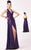 Blush - S008 Satin V-Neck Long Slit Gown In Purple