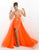 Blush - X137 Fitted Crystal Beaded Sweetheart High-Low Dress In Orange