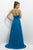 Blush - X139 Ruched V-neck A-line Dress In Blue
