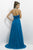 Blush - X139 Ruched V-neck A-line Dress In Blue