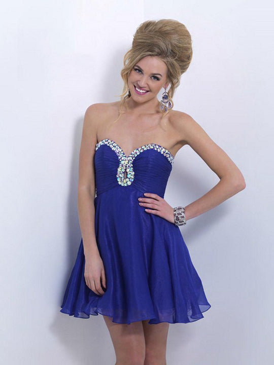Blush - X161 Strapless Sweetheart A-line Dress In Blue