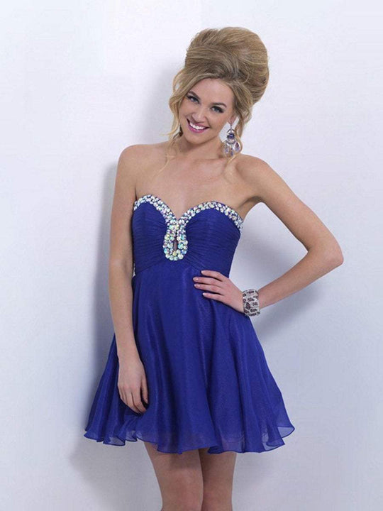 Blush - X161 Strapless Sweetheart A-line Dress In Blue
